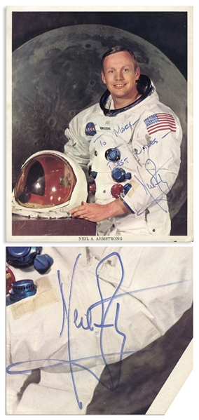 Neil Armstrong Signed 8'' x 10'' White Spacesuit NASA Photo